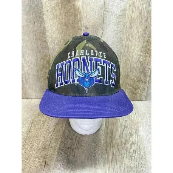 Charlotte Hornets Adidas Camo NBA Snapback Hat Cap Adjustable Spellout - Picture 2 of 9